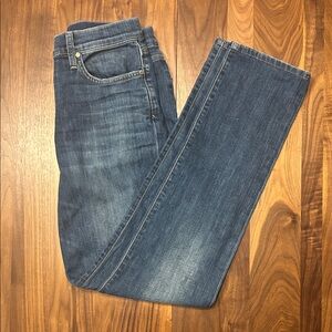 Joe's Jeans Dark Blue Denim Jeans with Brown Leather Patch